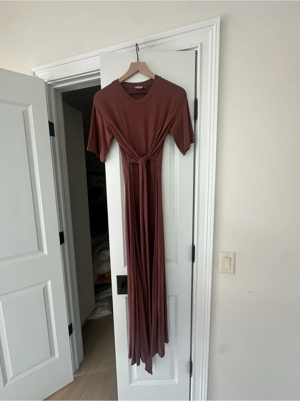 ASOS Knot-Front Maxi Dress in Rust Brown